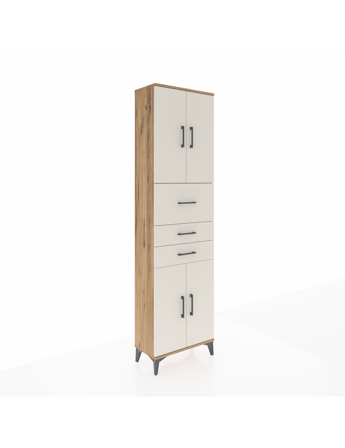 Arges Dolap 3 Raflı 3 Çekmeceli 4 Kapaklı 60x30x221 Çam-Aytaşı