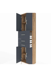 Arges Dolap 3 Raflı 3 Çekmeceli 4 Kapaklı 60x30x221 Çam-Antrasit