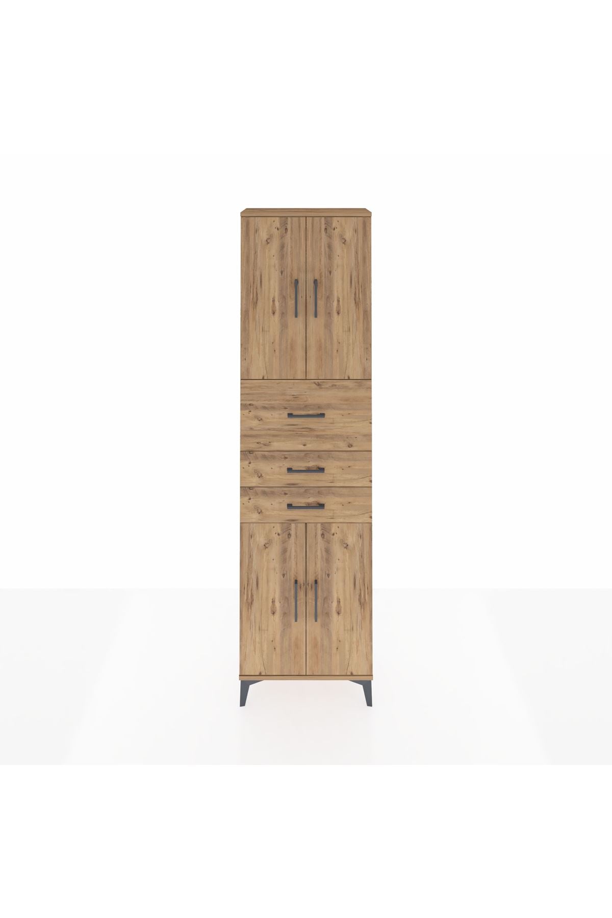 Arges Dolap 3 Raflı 3 Çekmeceli 4 Kapaklı 60x30x221 Çam-Çam