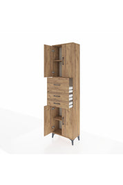 Arges Dolap 3 Raflı 3 Çekmeceli 4 Kapaklı 60x30x221 Çam-Çam