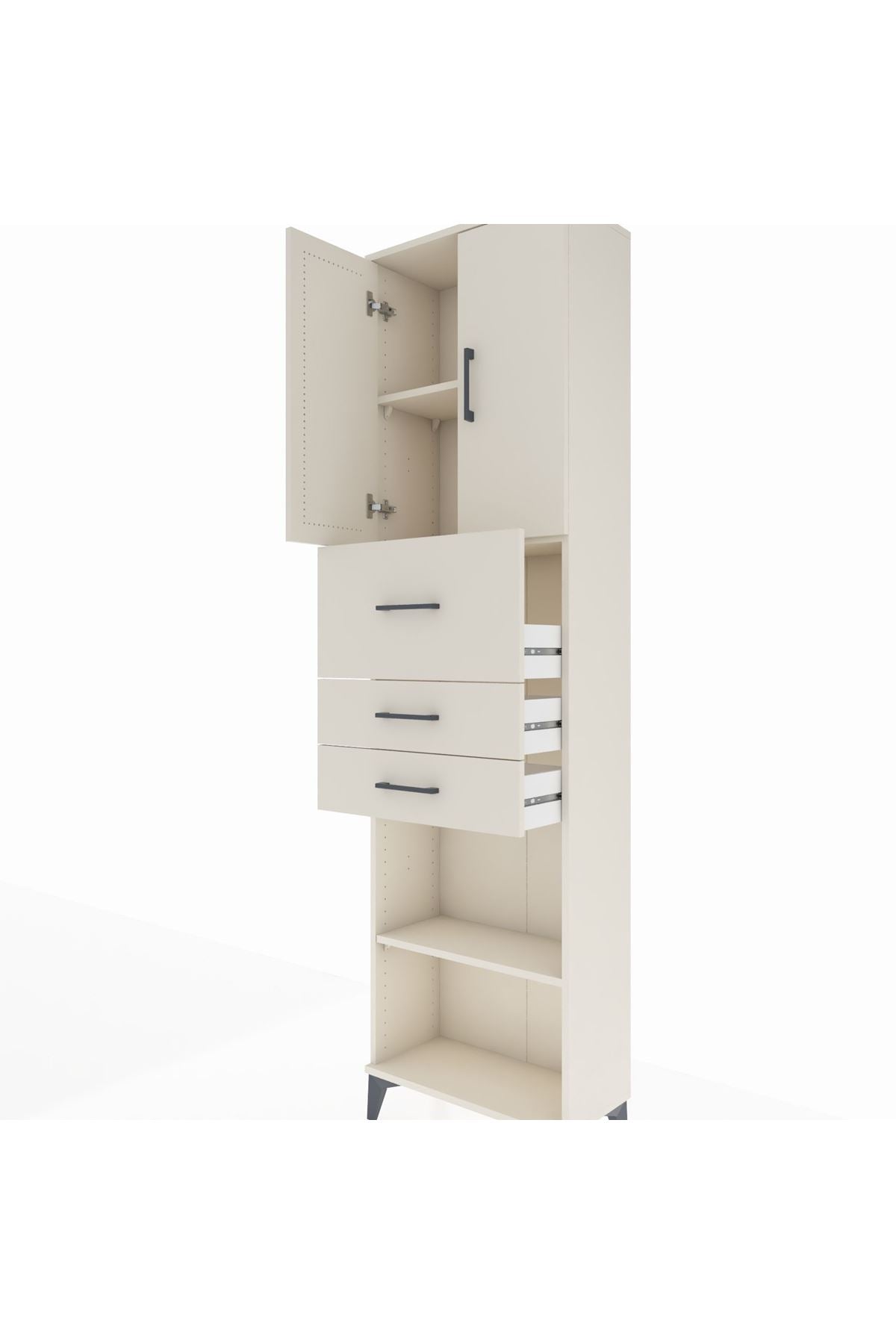 Arges Dolap 3 Raflı 3 Çekmeceli 2 Kapaklı 60x30x221 Aytaşı-Aytaşı