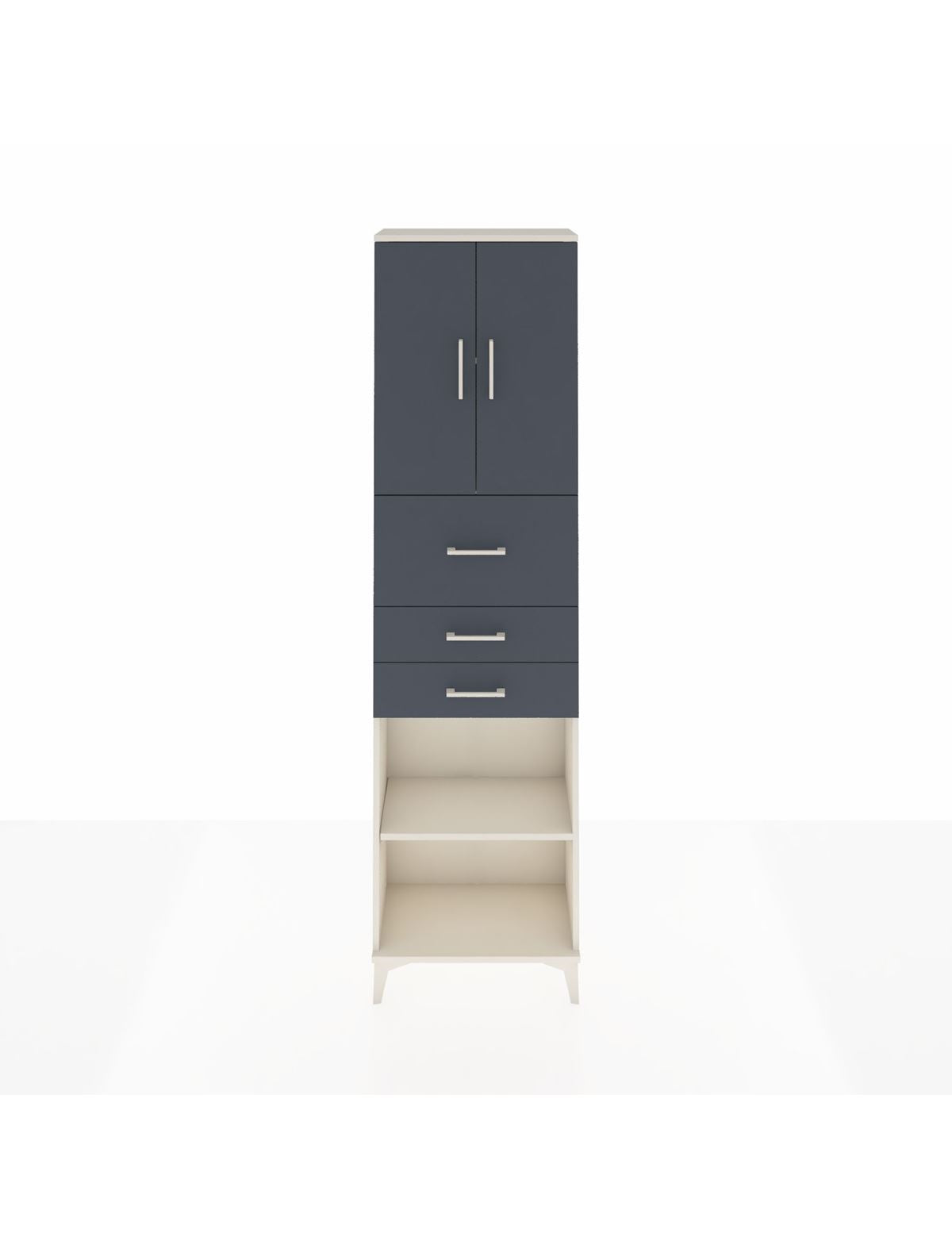 Arges Dolap 3 Raflı 3 Çekmeceli 2 Kapaklı 60x30x221 Aytaşı-Antrasit