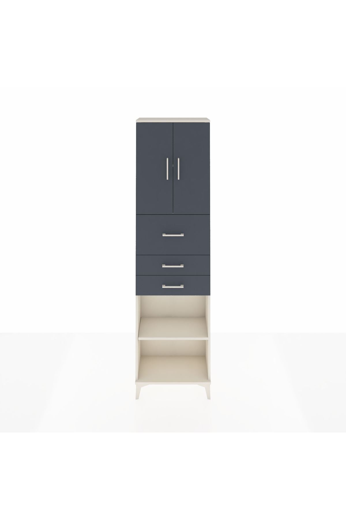 Arges Dolap 3 Raflı 3 Çekmeceli 2 Kapaklı 60x30x221 Aytaşı-Antrasit