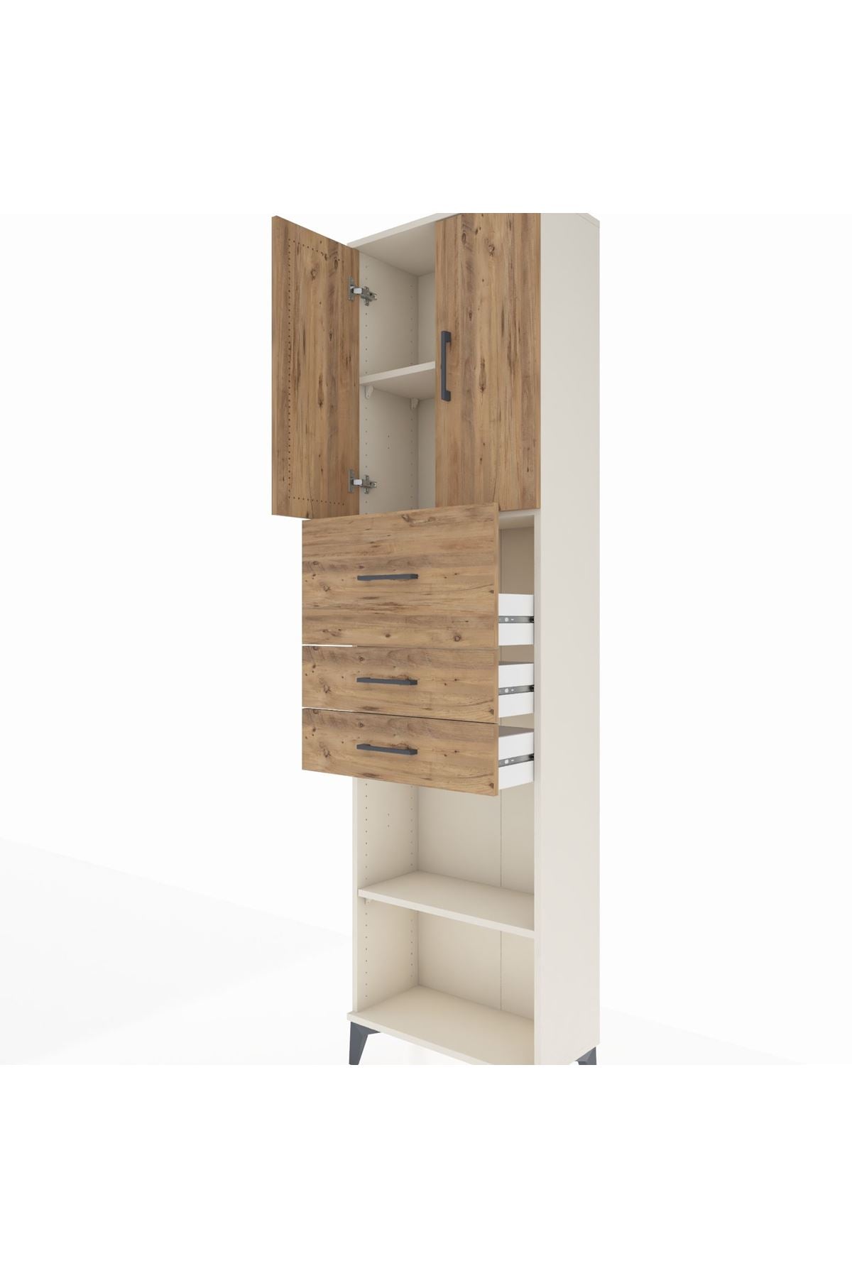 Arges Dolap 3 Raflı 3 Çekmeceli 2 Kapaklı 60x30x221 Aytaşı-Çam