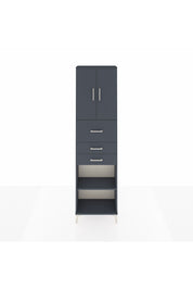 Arges Dolap 3 Raflı 3 Çekmeceli 2 Kapaklı 60x30x221 Antrasit-Antrasit