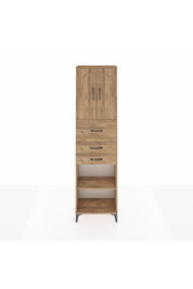 Arges Dolap 3 Raflı 3 Çekmeceli 2 Kapaklı 60x30x221 Çam-Çam