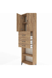 Arges Dolap 3 Raflı 3 Çekmeceli 2 Kapaklı 60x30x221 Çam-Çam