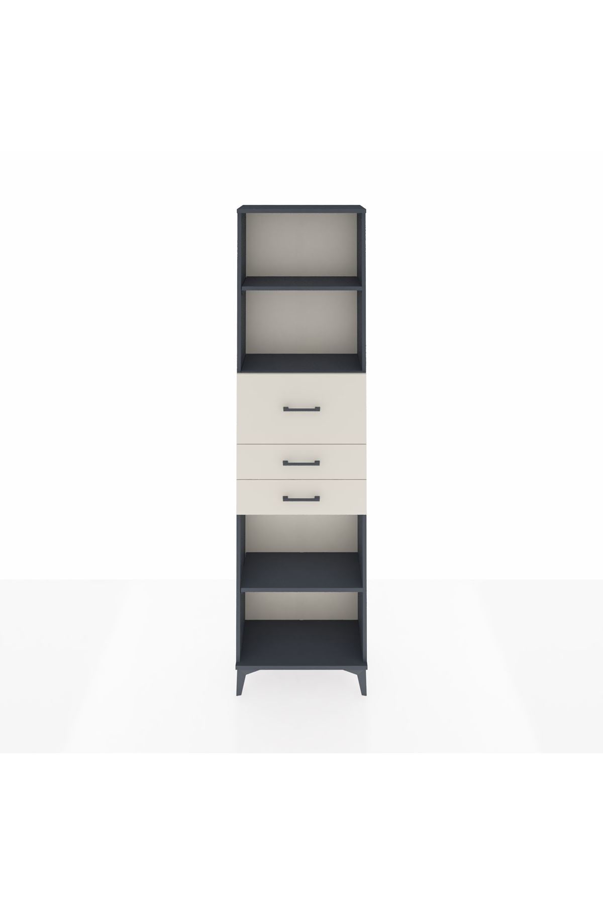 Arges Dolap 3 Raflı 3 Çekmeceli 60x30x221 Antrasit-Aytaşı