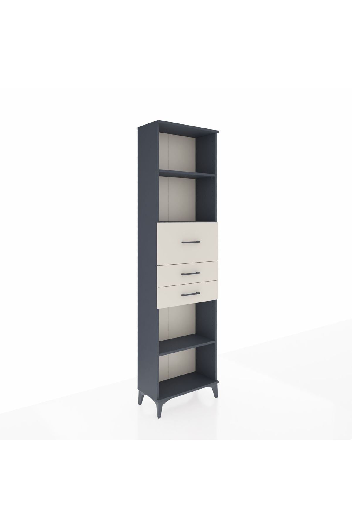 Arges Dolap 3 Raflı 3 Çekmeceli 60x30x221 Antrasit-Aytaşı