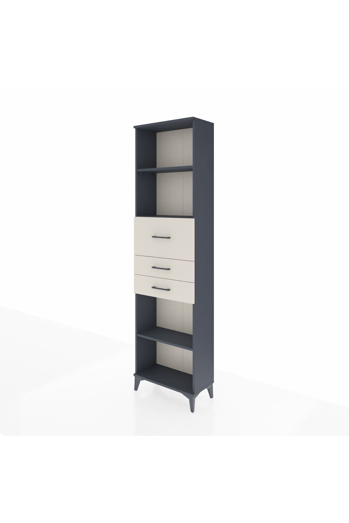 Arges Dolap 3 Raflı 3 Çekmeceli 60x30x221 Antrasit-Aytaşı