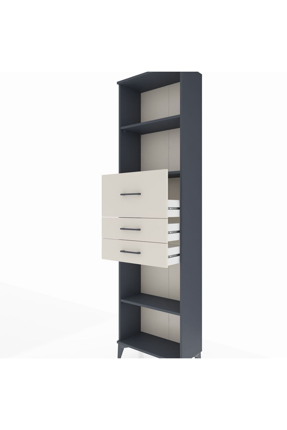 Arges Dolap 3 Raflı 3 Çekmeceli 60x30x221 Antrasit-Aytaşı