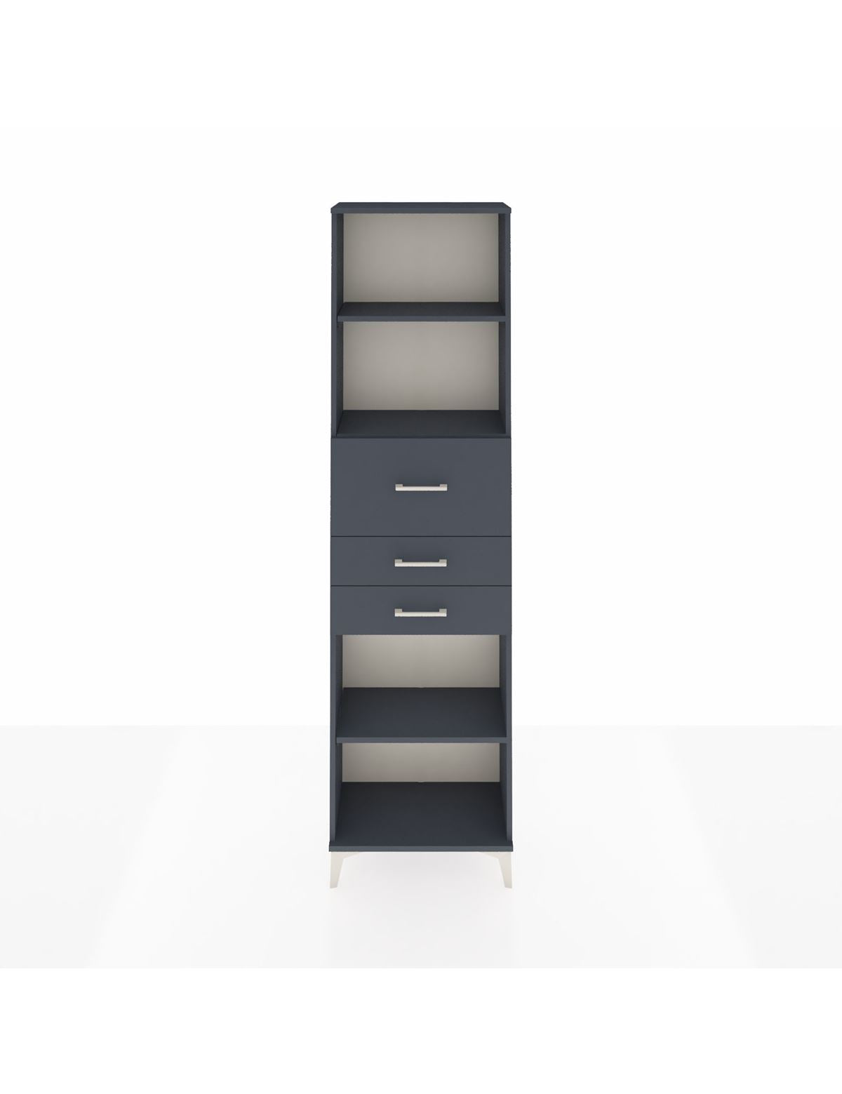 Arges Dolap 3 Raflı 3 Çekmeceli 60x30x221 Antrasit-Antrasit