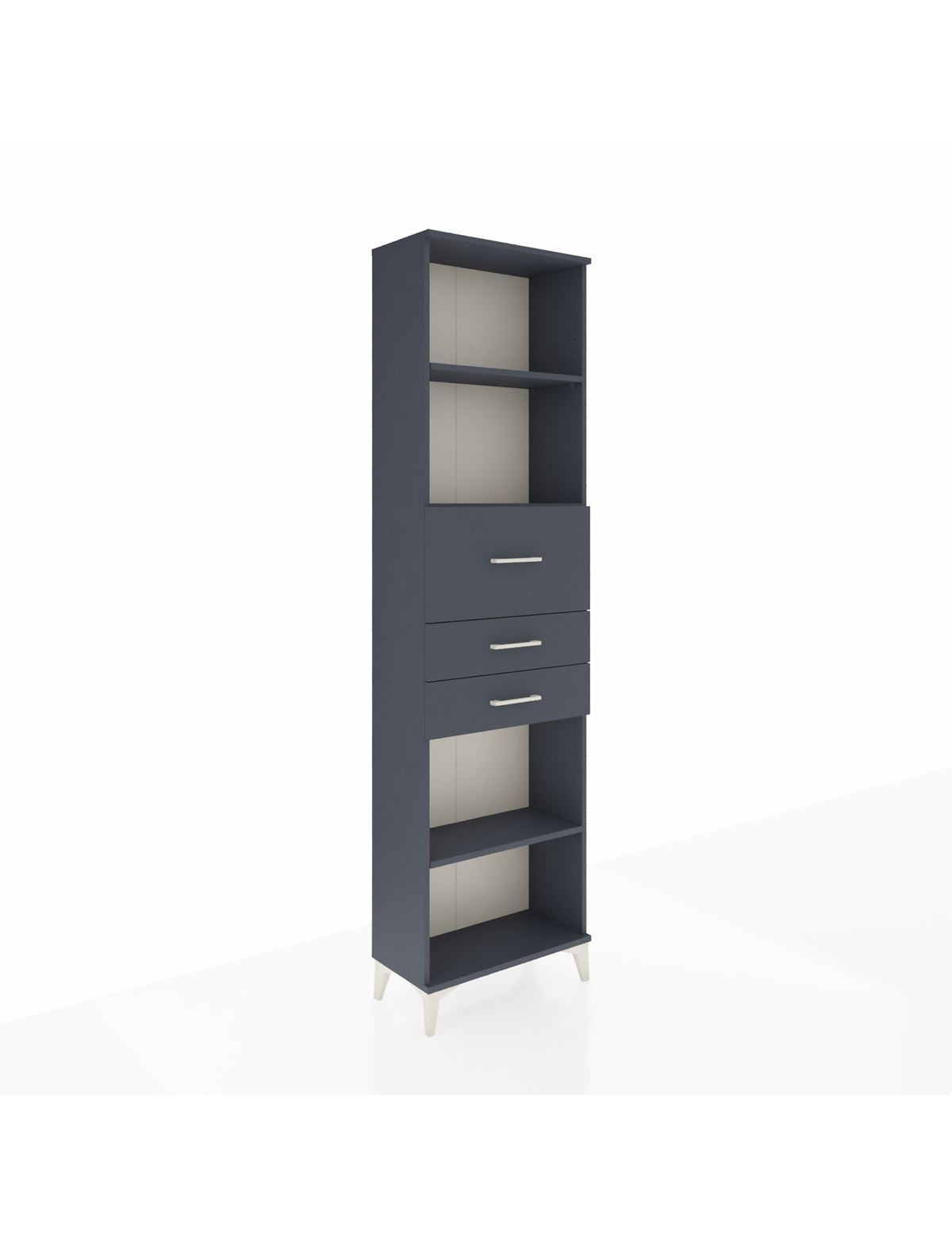 Arges Dolap 3 Raflı 3 Çekmeceli 60x30x221 Antrasit-Antrasit