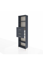 Arges Dolap 3 Raflı 3 Çekmeceli 60x30x221 Antrasit-Antrasit