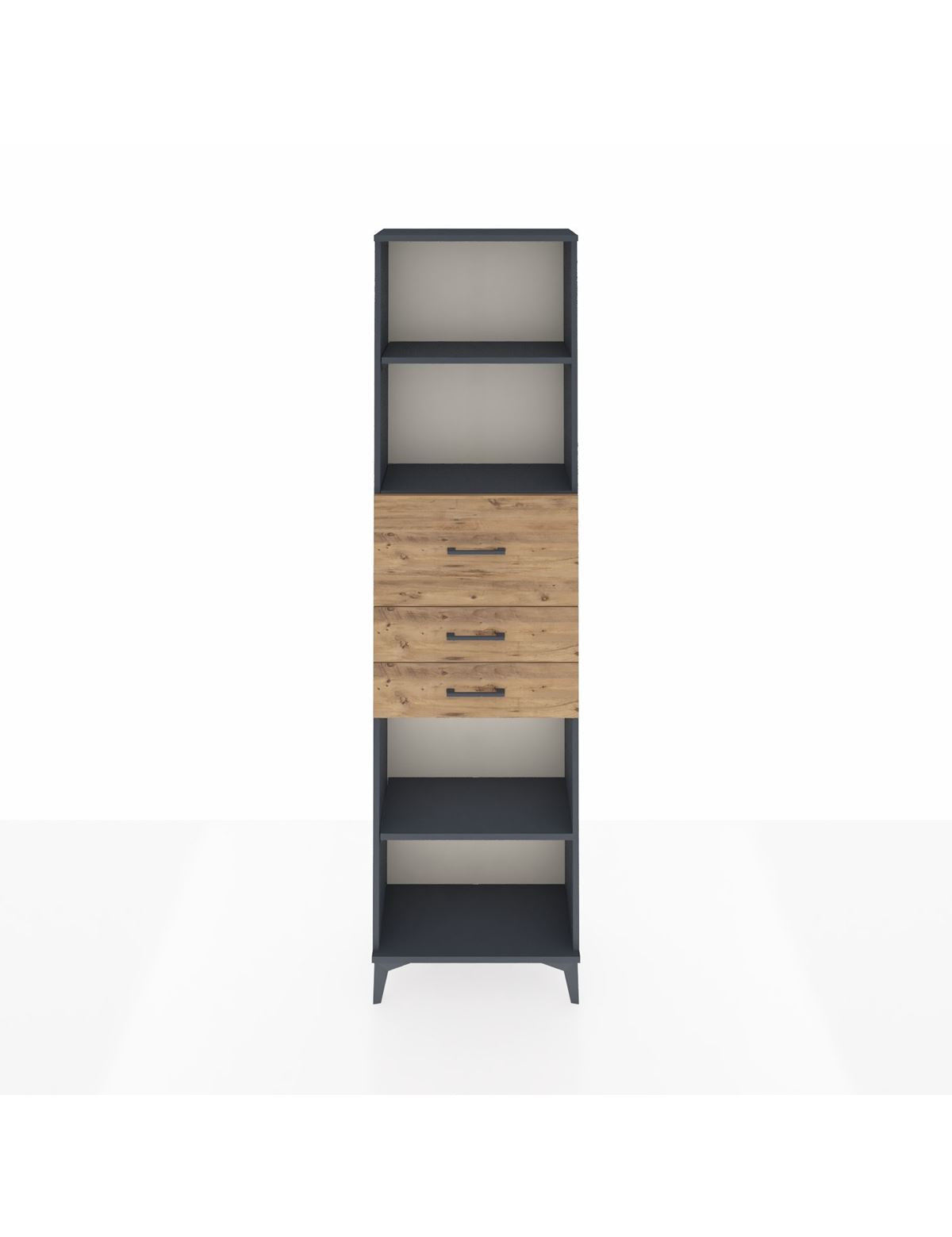 Arges Dolap 3 Raflı 3 Çekmeceli 60x30x221 Antrasit-Çam