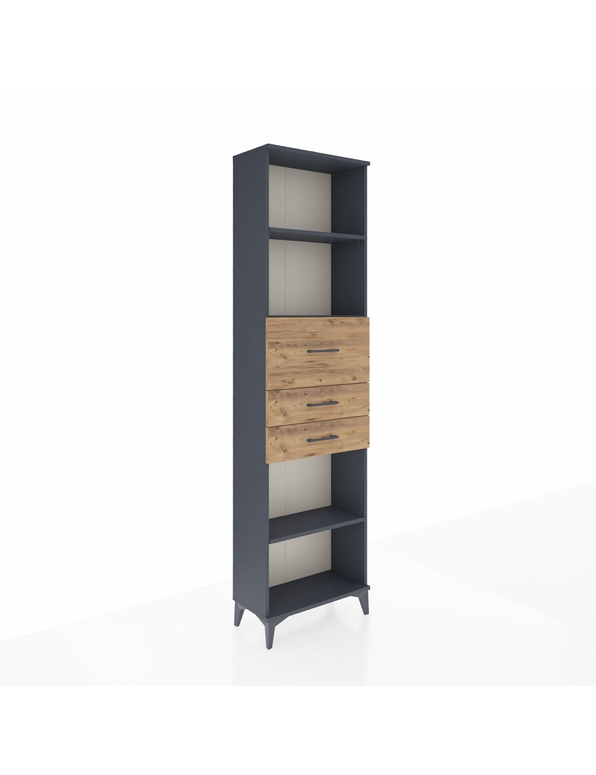 Arges Dolap 3 Raflı 3 Çekmeceli 60x30x221 Antrasit-Çam