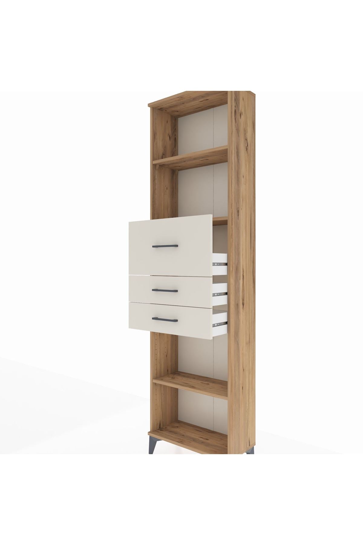 Arges Dolap 3 Raflı 3 Çekmeceli 60x30x221 Çam-Aytaşı