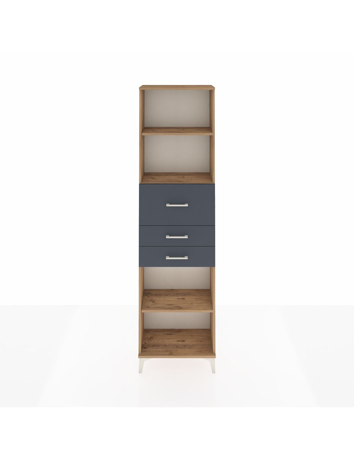 Arges Dolap 3 Raflı 3 Çekmeceli 60x30x221 Çam-Antrasit