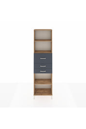 Arges Dolap 3 Raflı 3 Çekmeceli 60x30x221 Çam-Antrasit