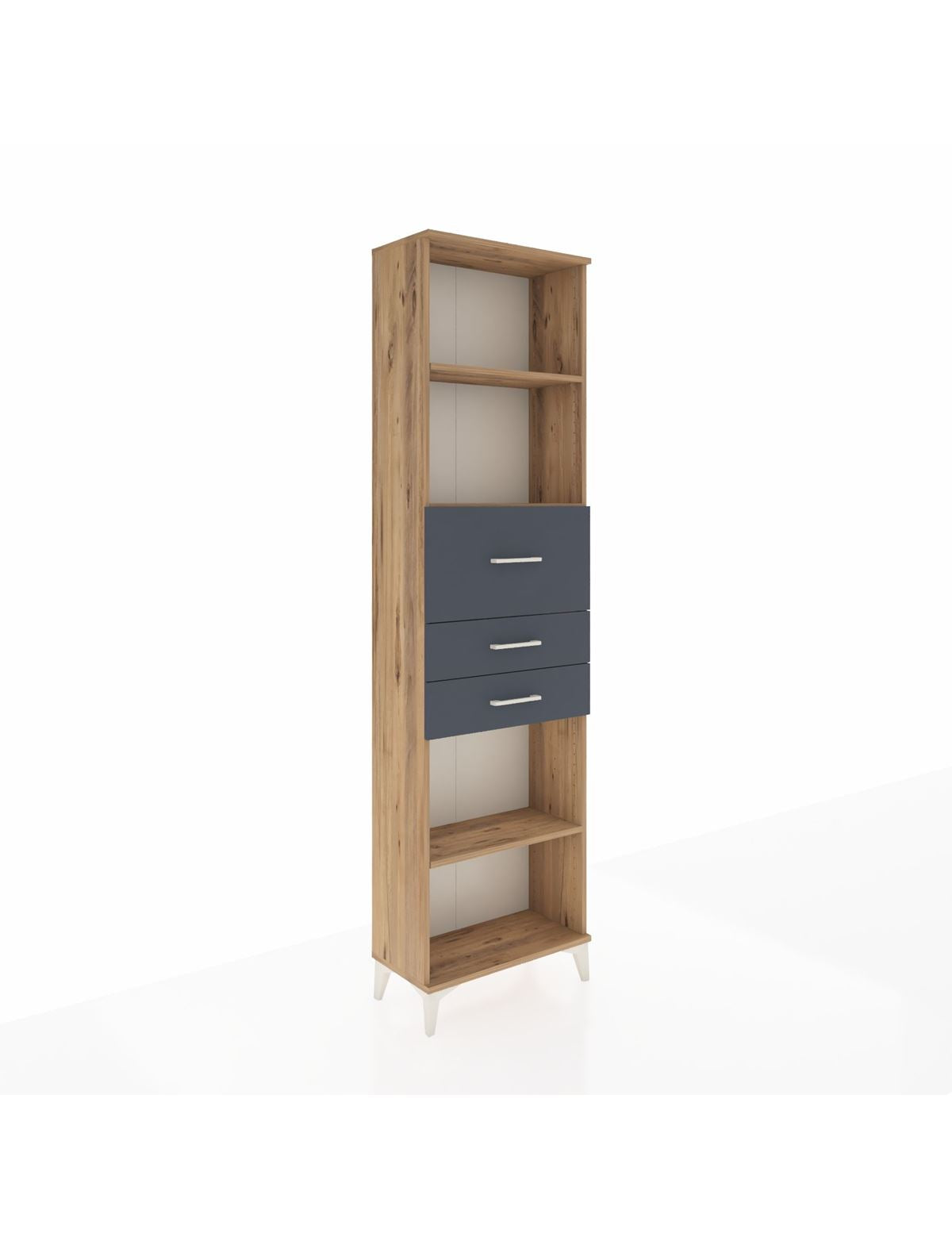 Arges Dolap 3 Raflı 3 Çekmeceli 60x30x221 Çam-Antrasit