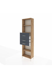 Arges Dolap 3 Raflı 3 Çekmeceli 60x30x221 Çam-Antrasit