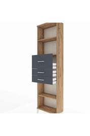 Arges Dolap 3 Raflı 3 Çekmeceli 60x30x221 Çam-Antrasit