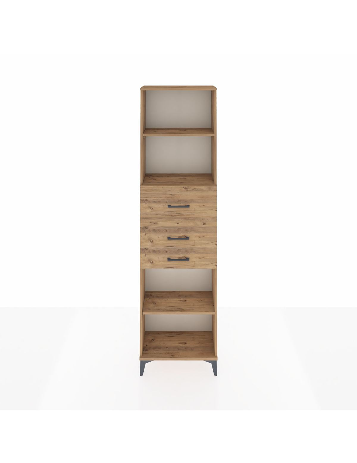 Arges Dolap 3 Raflı 3 Çekmeceli 60x30x221 Çam-Çam