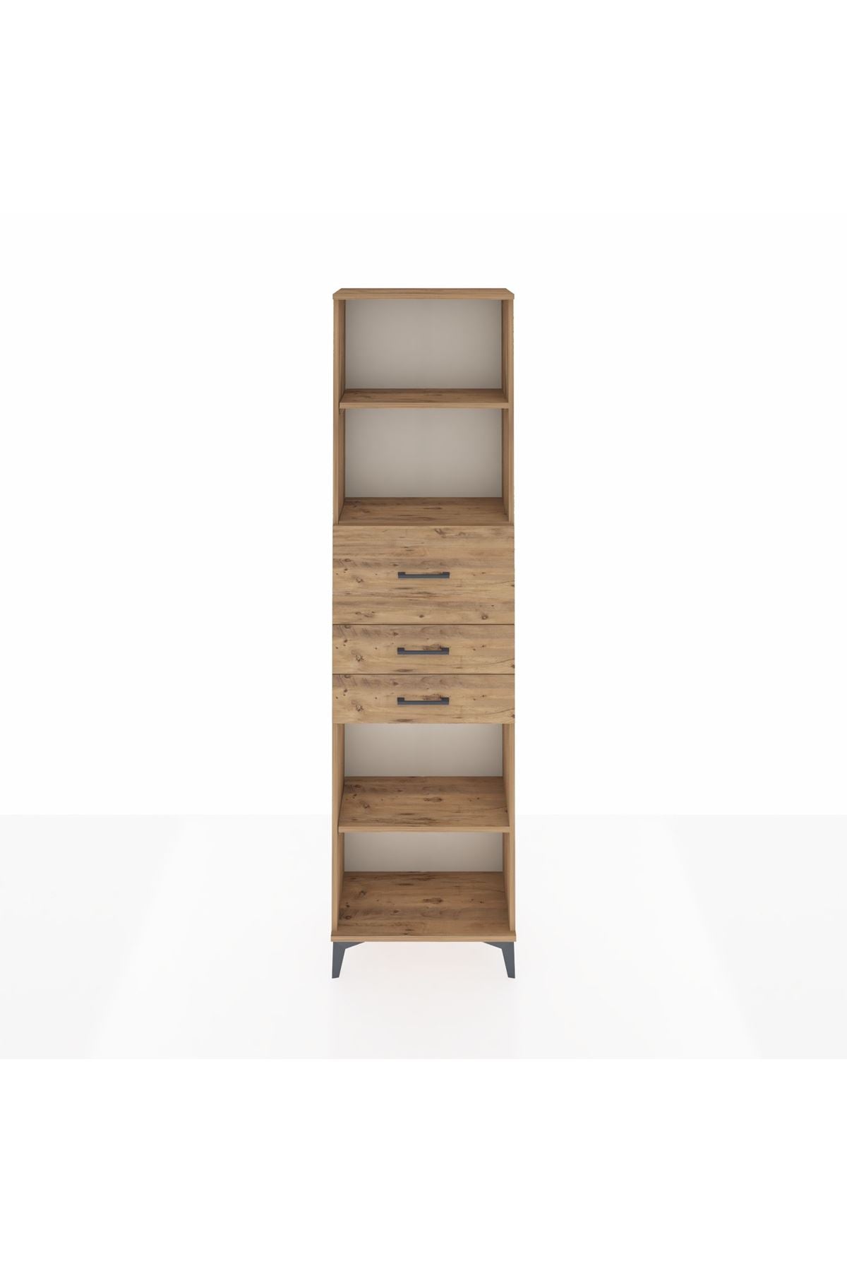 Arges Dolap 3 Raflı 3 Çekmeceli 60x30x221 Çam-Çam