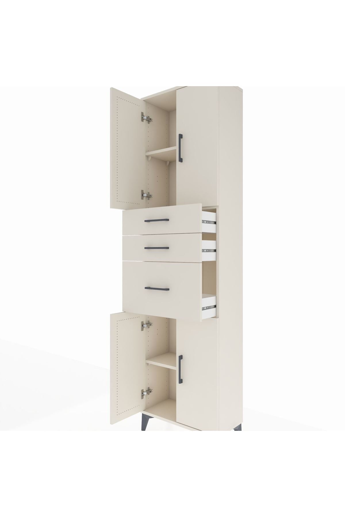 Arges Dolap 3 Raflı 3 Çekmeceli 4 Kapaklı 60x30x221 Aytaşı-Aytaşı