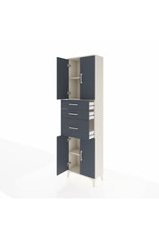 Arges Dolap 3 Raflı 3 Çekmeceli 4 Kapaklı 60x30x221 Aytaşı-Antrasit