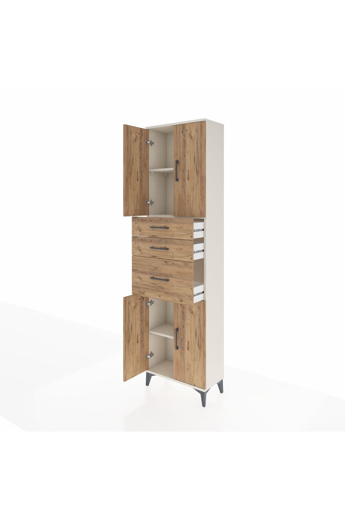 Arges Dolap 3 Raflı 3 Çekmeceli 4 Kapaklı 60x30x221 Aytaşı-Çam