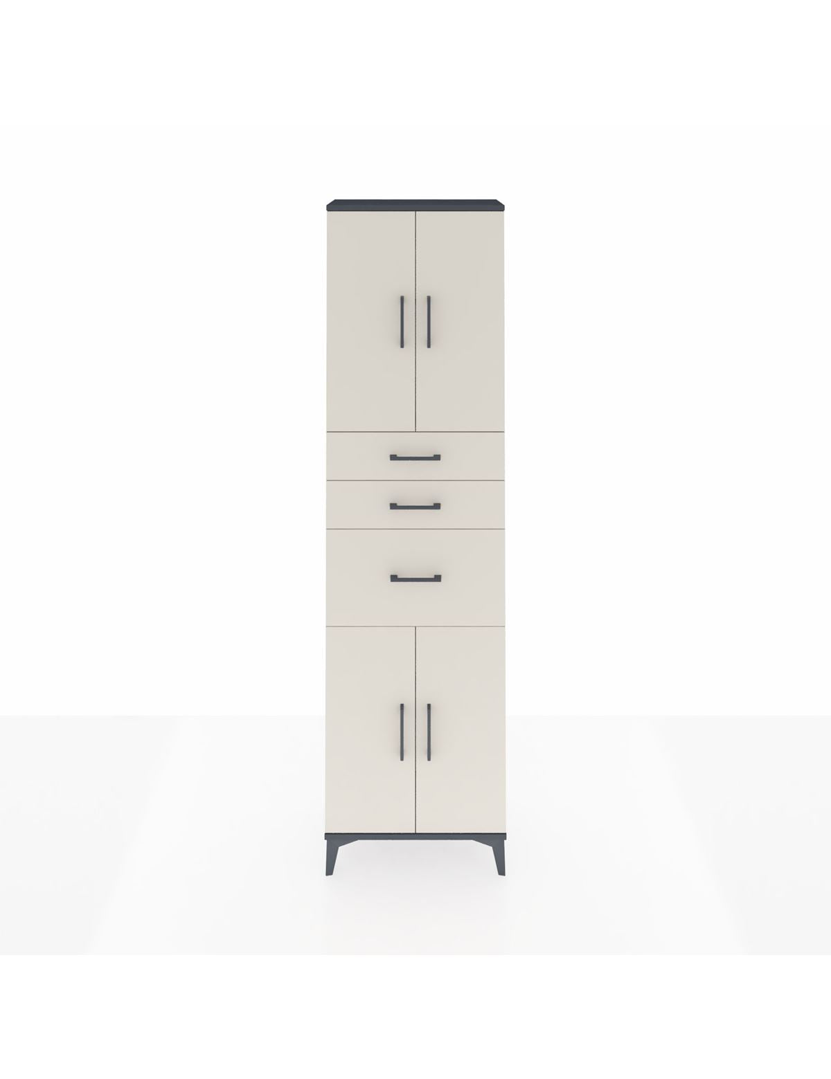 Arges Dolap 3 Raflı 3 Çekmeceli 4 Kapaklı 60x30x221 Antrasit-Aytaşı