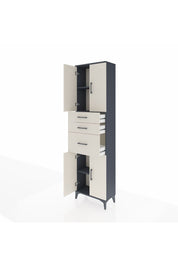 Arges Dolap 3 Raflı 3 Çekmeceli 4 Kapaklı 60x30x221 Antrasit-Aytaşı