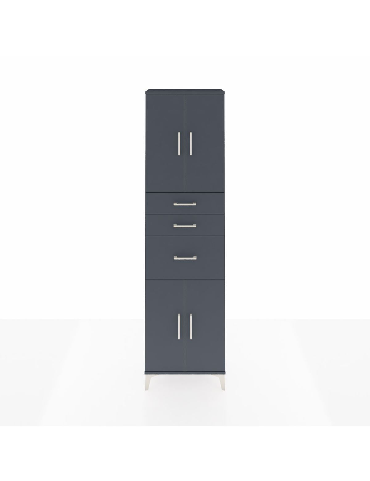 Arges Dolap 3 Raflı 3 Çekmeceli 4 Kapaklı 60x30x221 Antrasit-Antrasit