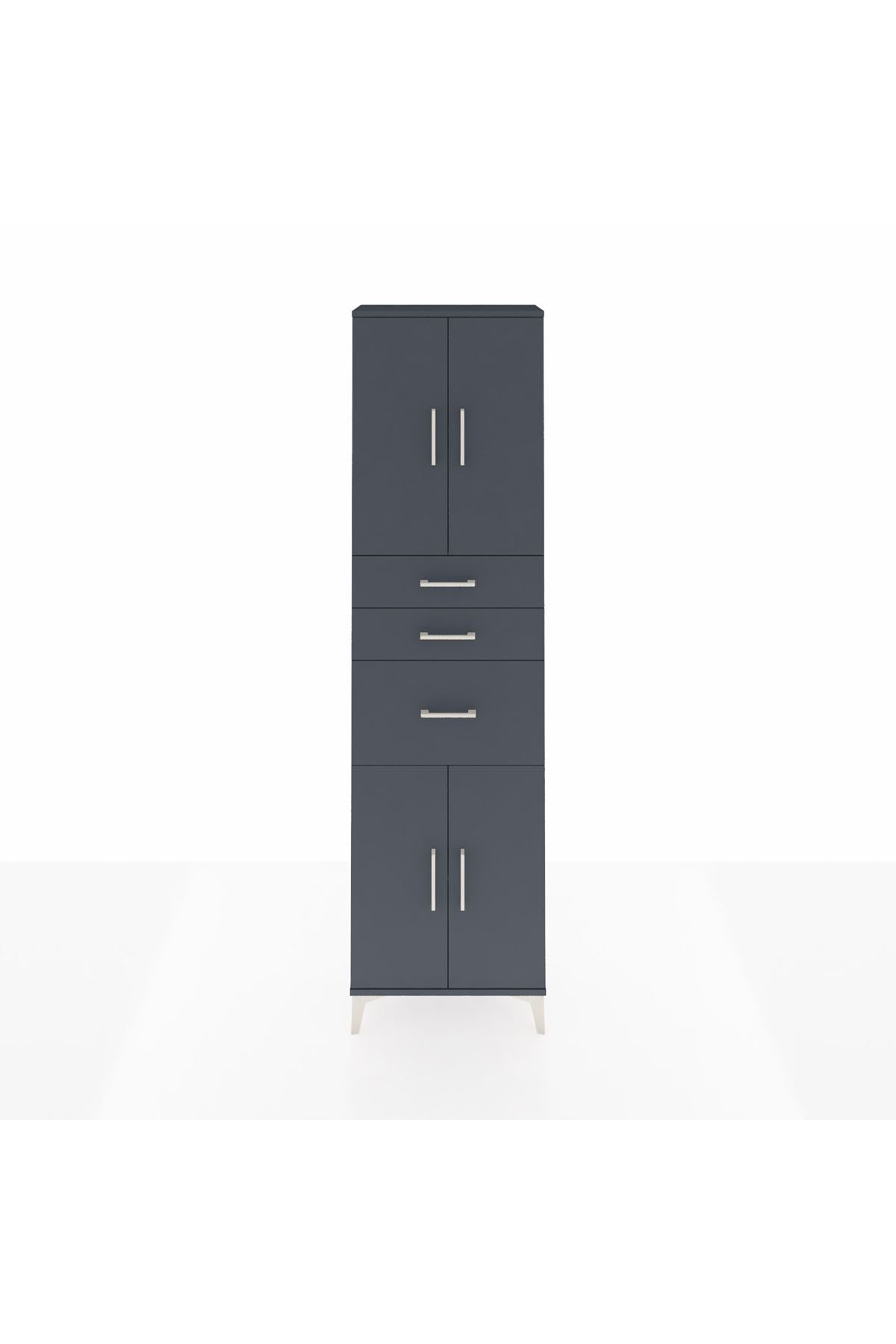 Arges Dolap 3 Raflı 3 Çekmeceli 4 Kapaklı 60x30x221 Antrasit-Antrasit