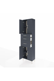 Arges Dolap 3 Raflı 3 Çekmeceli 4 Kapaklı 60x30x221 Antrasit-Antrasit