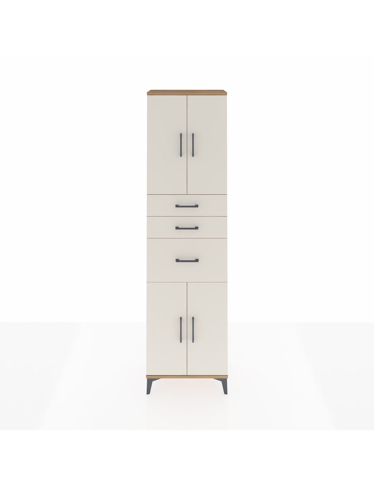 Arges Dolap 3 Raflı 3 Çekmeceli 4 Kapaklı 60x30x221 Çam-Aytaşı