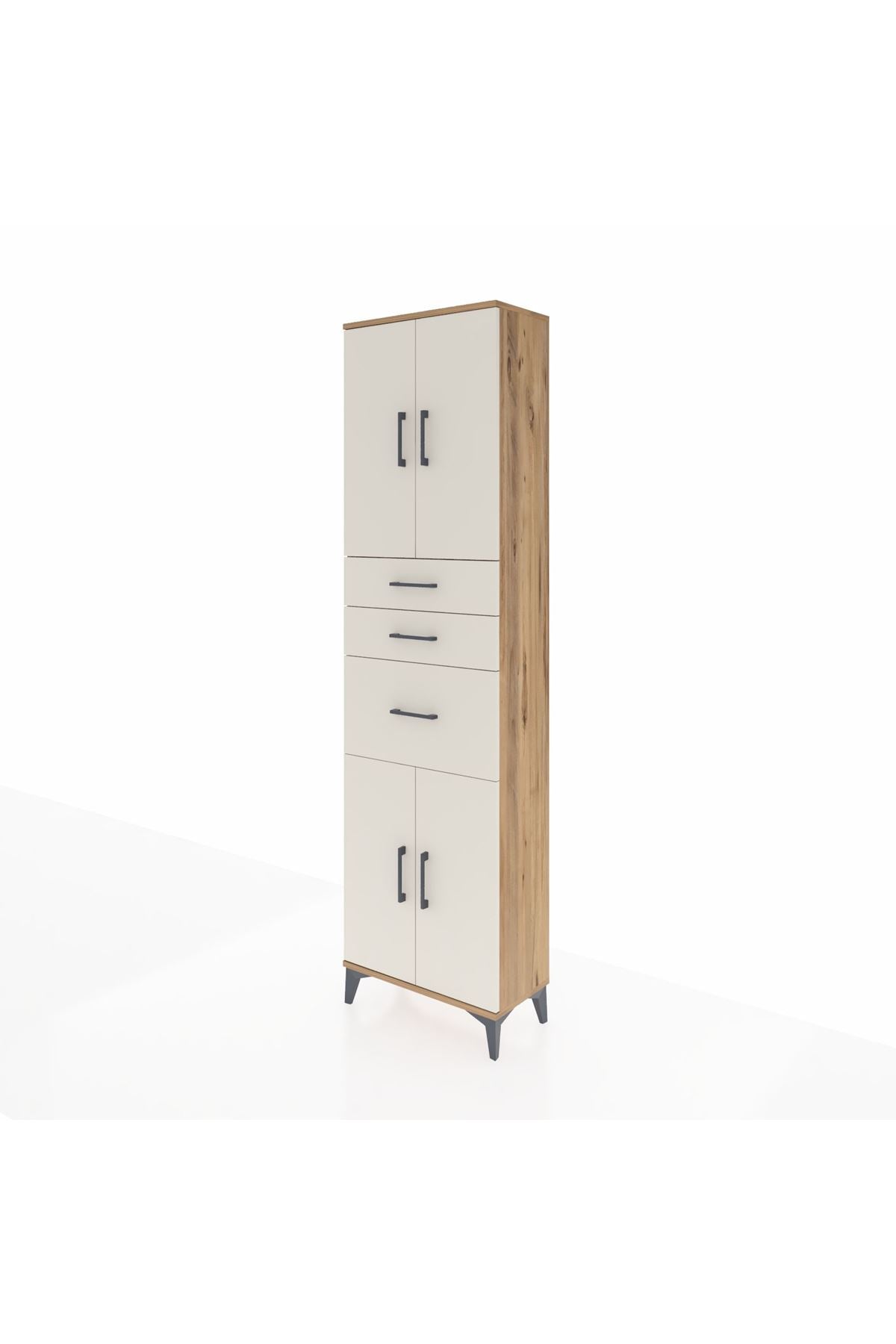 Arges Dolap 3 Raflı 3 Çekmeceli 4 Kapaklı 60x30x221 Çam-Aytaşı