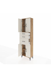 Arges Dolap 3 Raflı 3 Çekmeceli 4 Kapaklı 60x30x221 Çam-Aytaşı