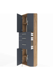 Arges Dolap 3 Raflı 3 Çekmeceli 4 Kapaklı 60x30x221 Çam-Antrasit