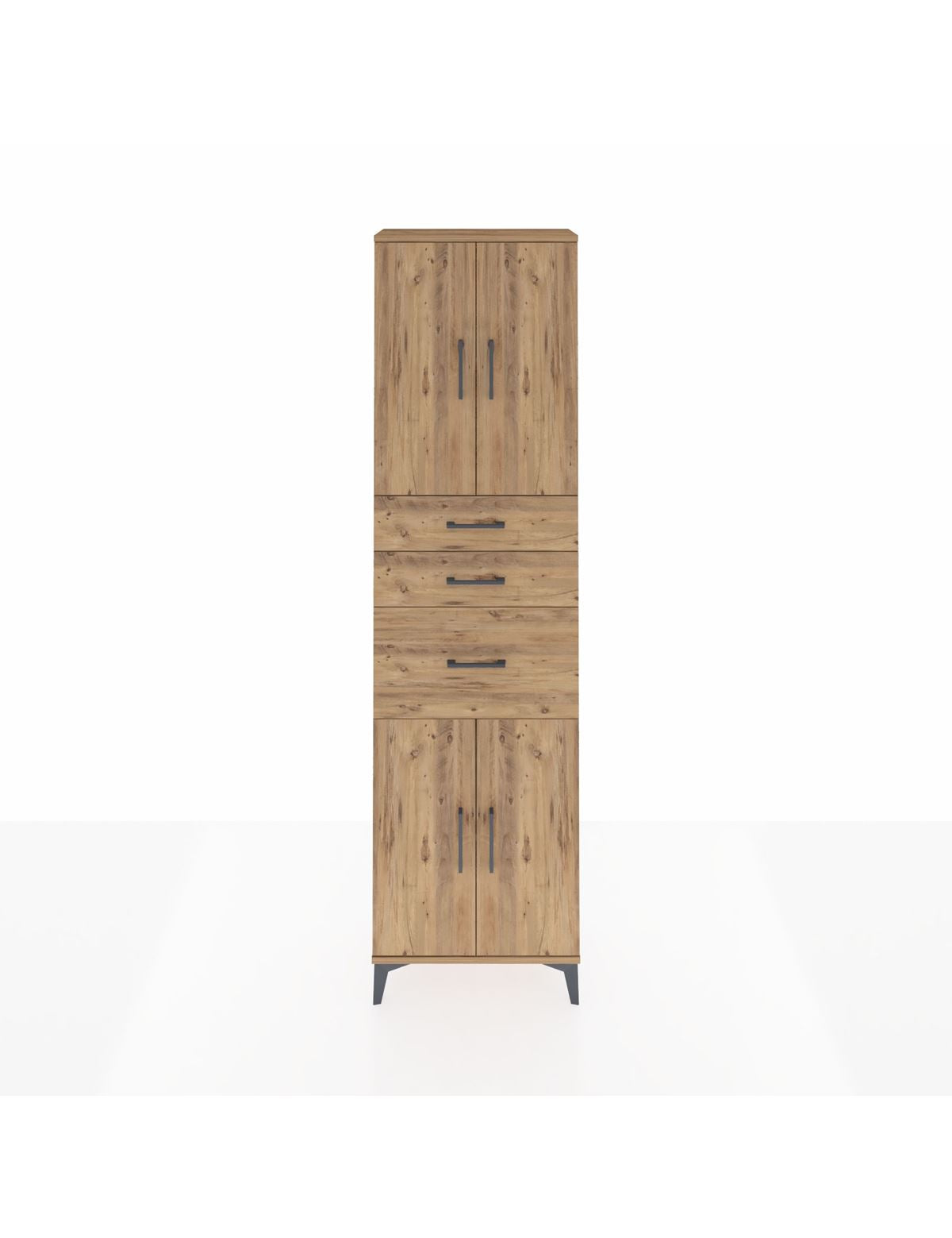 Arges Dolap 3 Raflı 3 Çekmeceli 4 Kapaklı 60x30x221 Çam-Çam