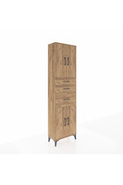 Arges Dolap 3 Raflı 3 Çekmeceli 4 Kapaklı 60x30x221 Çam-Çam