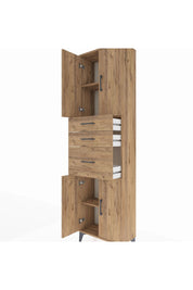 Arges Dolap 3 Raflı 3 Çekmeceli 4 Kapaklı 60x30x221 Çam-Çam