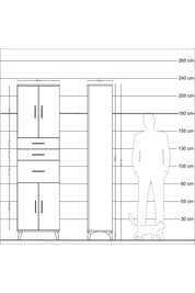 Arges Dolap 3 Raflı 3 Çekmeceli 4 Kapaklı 60x30x221 Çam-Çam