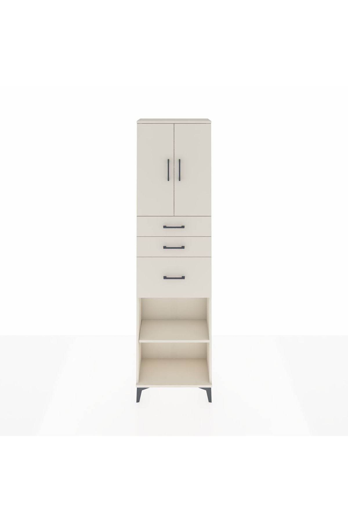 Arges Dolap 3 Raflı 3 Çekmeceli 2 Kapaklı 60x30x221 Aytaşı-Aytaşı