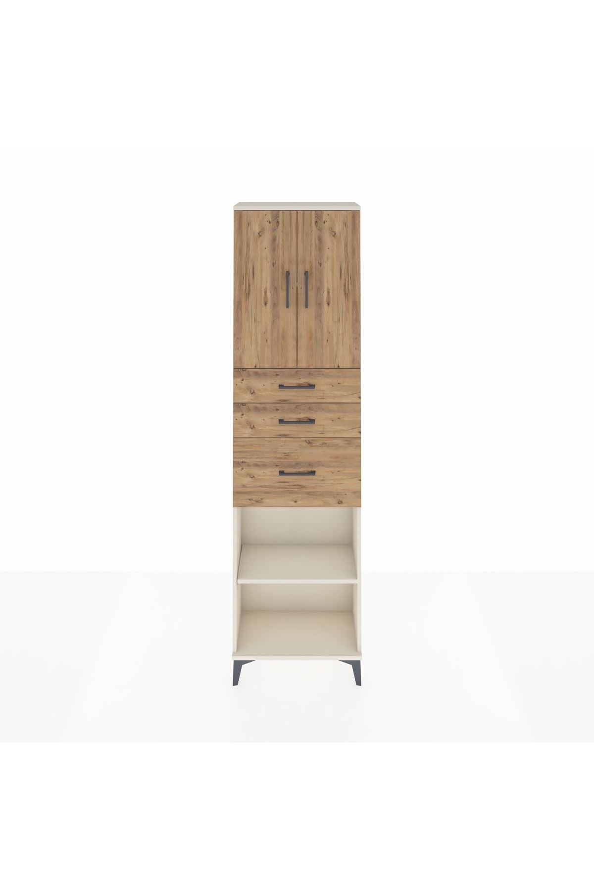 Arges Dolap 3 Raflı 3 Çekmeceli 2 Kapaklı 60x30x221 Aytaşı-Çam