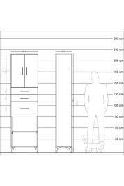 Arges Dolap 3 Raflı 3 Çekmeceli 2 Kapaklı 60x30x221 Aytaşı-Çam