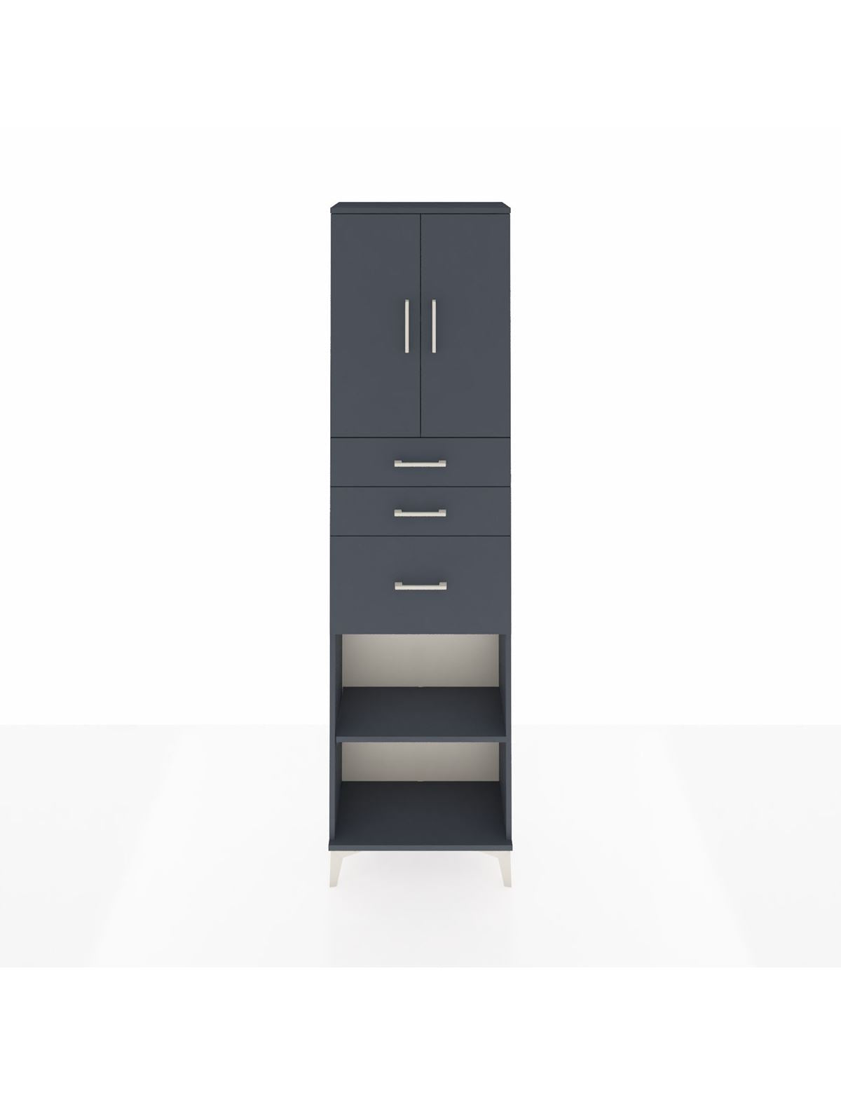 Arges Dolap 3 Raflı 3 Çekmeceli 2 Kapaklı 60x30x221 Antrasit-Antrasit