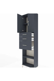 Arges Dolap 3 Raflı 3 Çekmeceli 2 Kapaklı 60x30x221 Antrasit-Antrasit