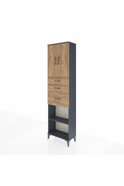 Arges Dolap 3 Raflı 3 Çekmeceli 2 Kapaklı 60x30x221 Antrasit-Çam